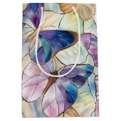 ミントアクアブルーパープル蝶 ミディアムペーパーバッグ (正面)