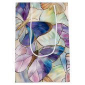 ミントアクアブルーパープル蝶 ミディアムペーパーバッグ (裏面)