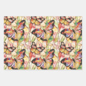 ミントアクアブルーパープル蝶 ラッピングペーパーシート (正面3)