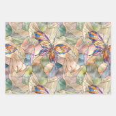 ミントアクアブルーパープル蝶 ラッピングペーパーシート (正面2)