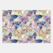 ミントアクアブルーパープル蝶 ラッピングペーパーシート (正面)