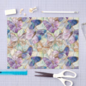 ミントアクアブルーパープル蝶 薄葉紙 (クラフト)