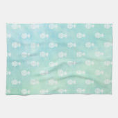 ミントアクアブルー水彩熱帯パイナップル キッチンタオル (横)