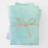 ミントアクアブルー絞り染めウォーターカラー ラッピングペーパーシート (インサイチュ)