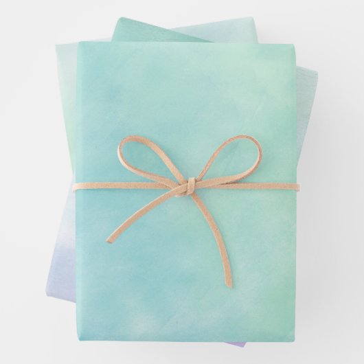 ミントアクアブルー絞り染めウォーターカラー ラッピングペーパーシート (インサイチュ)