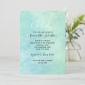 ミントアクアブルー絞り染めウォーターカラー 招待状 (スタンド正面)
