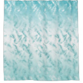 ミントアクアホワイトトロピカル離れ シャワーカーテン (正面)