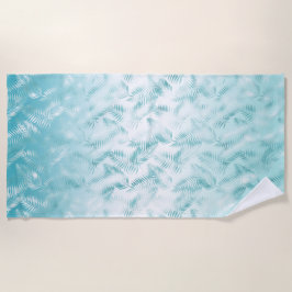 ミントアクアホワイトトロピカル離れ ビーチタオル
