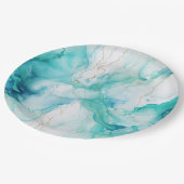 ミントアクア金ゴールドインクマーブル ペーパープレート (アングル)