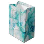 ミントアクア金ゴールドインクマーブル ミディアムペーパーバッグ (裏面アングル)