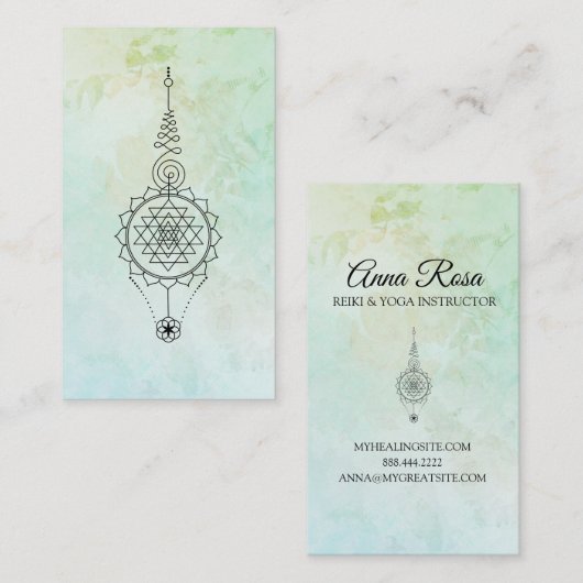 *~*ミントアクア霊気エネルギー癒しニルヴァーナ 名刺 (正面/裏面)