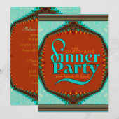 ミントアクア キャラメル ゴールド フェアリーテイル ディナー パーティー 招待状 (正面/裏面)