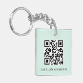 ミントアクリルQRコードキーチェーンカスタムロゴスクエア キーホルダー (正面左)