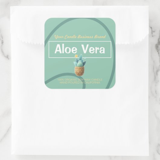 ミントアロエベラキュートスタイルモダンキャンドルラベル スクエアシール (バッグ)
