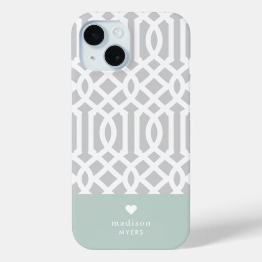 ミントアンドグレートレリスハートモノグラム Case-Mate iPhoneケース (裏面)