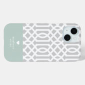 ミントアンドグレートレリスハートモノグラム Case-Mate iPhoneケース (裏面 (横))