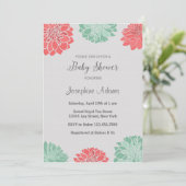 ミントアンドコーラルダリアベイビーシャワー招待状 招待状 (スタンド正面)