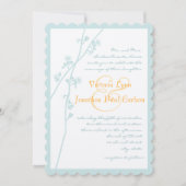 ミントアンドコーラルフラワー結婚式招待状 招待状 (正面)