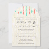 ミントアンドコーラルボヘミアンビーズ招待状 招待状 (正面)