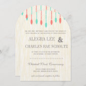 ミントアンドコーラルボヘミアンビーズ招待状 招待状 (正面/裏面)