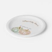 ミントアンドピーチパンプキンパーティー紙プレート ペーパープレート (アングル)