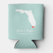 ミントアンドホワイトフロリダ結婚式の引き出物 缶クーラー (正面)