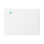 ミントアンブレラベビーシャワー差出人住所ラベル ラップアラウンドラベル (正面)