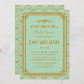 ミントアールデコベビーシャワー招待状 招待状 (正面/裏面)