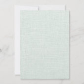 ミントイエローの花柄の麻布を使った結婚前お披露目パーティー 招待状 (裏面)