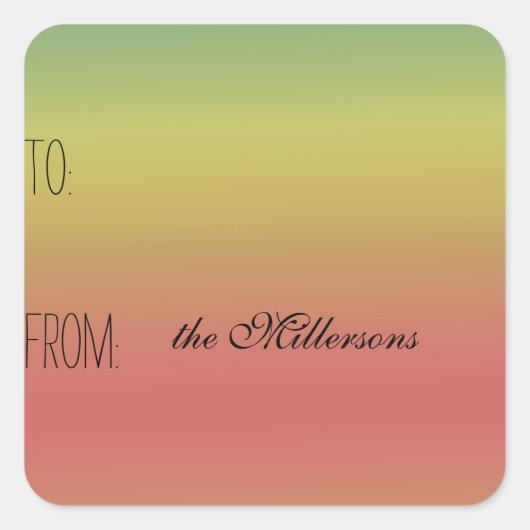 ミントイエローコーラルギフトグラデーションラベル スクエアシール (正面)