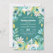 ミントイエローフローラウォーター結婚カラー 招待状 (正面)