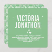 ミントイエローモダン幾何学的パターンタイポグラフィ 招待状 (正面/裏面)