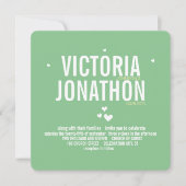 ミントイエローモダン幾何学的パターンタイポグラフィ 招待状 (正面)