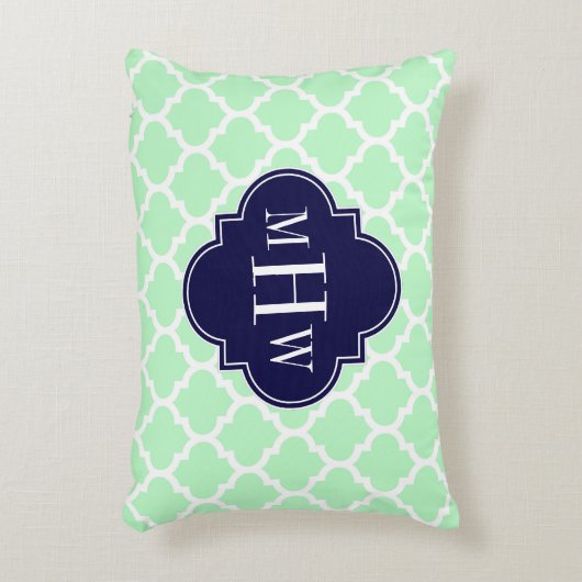 ミントウィットモロッコ#5ネイビーブルー3イニシャルモノグラム アクセントクッション (正面(垂直))