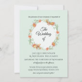 ミントウィローコーラルバタフライフローラ結婚リース 招待状 (正面)