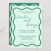 ミントウェーレトロ結婚式招待状 招待状 (正面/裏面)