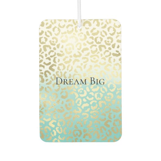 ミントウォーターカラーグラデーショングラム金ゴールドヒョウ カーエアーフレッシュナー (正面)