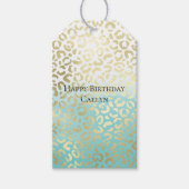 ミントウォーターカラーグラデーショングラム金ゴールドヒョウ ギフトタグ (正面)