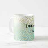 ミントウォーターカラーグラデーショングラム金ゴールドヒョウ コーヒーマグカップ (正面左)