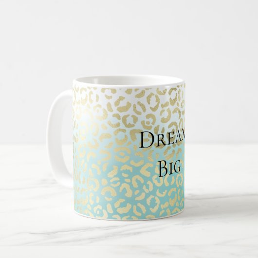 ミントウォーターカラーグラデーショングラム金ゴールドヒョウ コーヒーマグカップ (正面左)