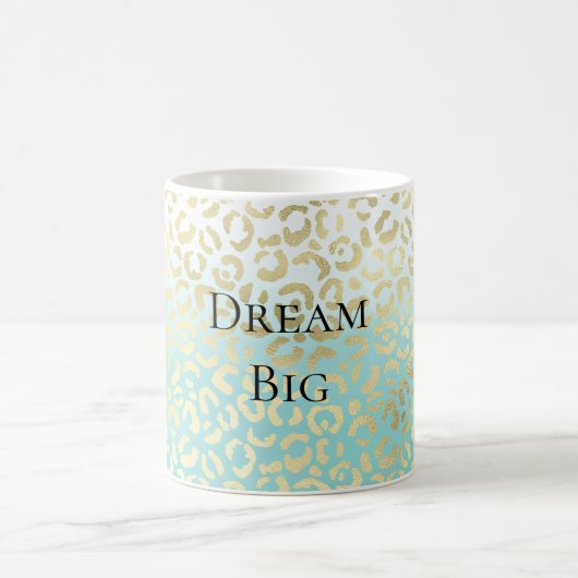 ミントウォーターカラーグラデーショングラム金ゴールドヒョウ コーヒーマグカップ (中央)