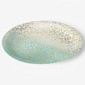 ミントウォーターカラーグラデーショングラム金ゴールドヒョウ ペーパープレート (アングル)