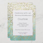 ミントウォーターカラーグラム金ゴールドヒョウ 招待状 (正面/裏面)