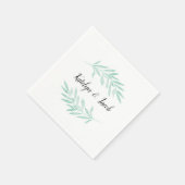 ミントウォーターカラーグリーンリーフカスタムウェディング スタンダードカクテルナプキン (角)