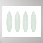 ミントウォーターカラーサーフボードビーチ子供部屋デコール ポスター (正面)