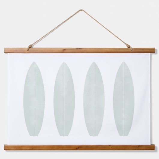 ミントウォーターカラーサーフボードビーチ子供部屋デコール 吊り下げ型タペストリー (正面)
