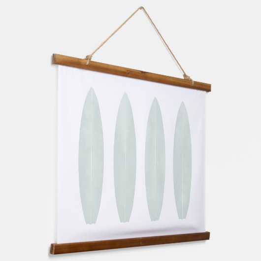 ミントウォーターカラーサーフボードビーチ子供部屋デコール 吊り下げ型タペストリー (傾斜あり)