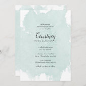 ミントウォーターカラースプラッシュバルミツワー招待状 招待状 (正面/裏面)