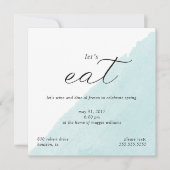 ミントウォーターカラーディナーパーティの招待状 招待状 (正面)