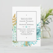 ミントウォーターカラーフラワーの結婚式リハーサルディナー 招待状 (スタンド正面)